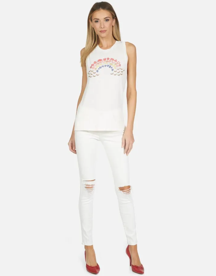 Peyton Fruit Rainbow Ivory Lace Women039s Lauren Moshi Tanks
