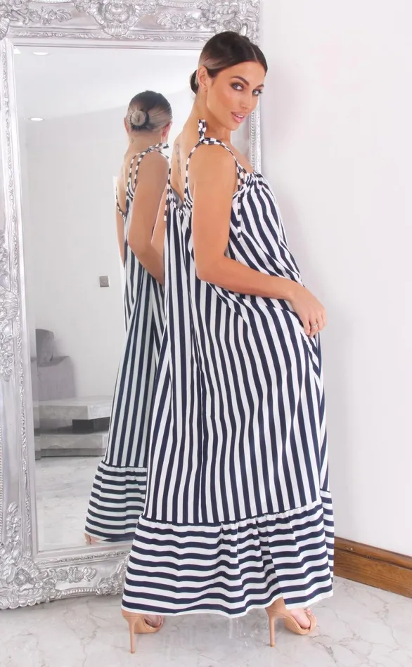Phoenix Linear Stripe Strappy Maxi Dress Women Missfiga Maxi Dresses