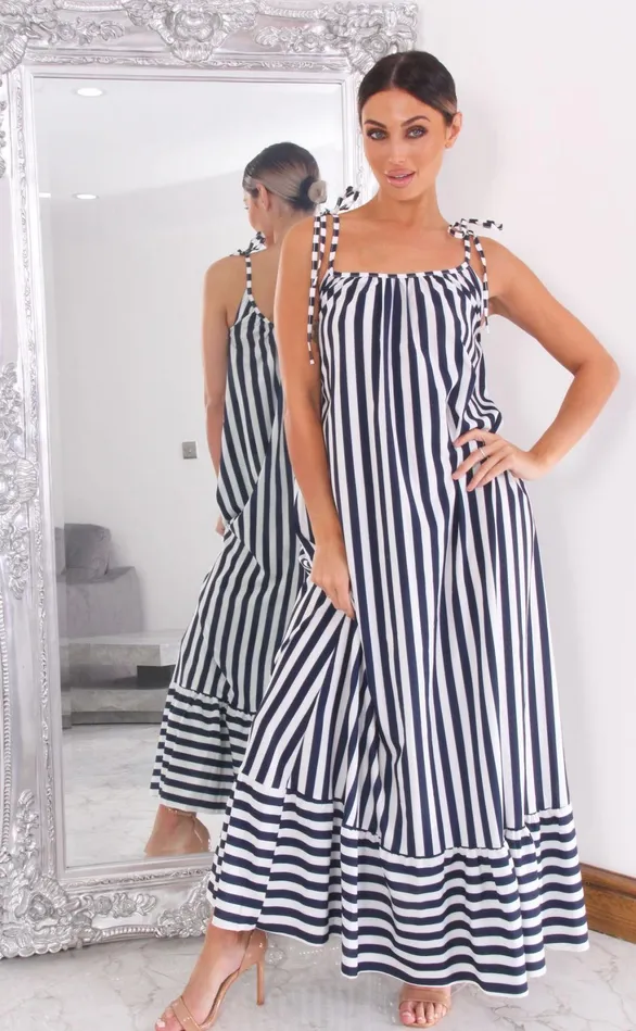 Phoenix Linear Stripe Strappy Maxi Dress Women Missfiga Maxi Dresses