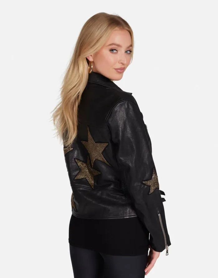Posey Gold Crystal Multi Stars Black Women039sMen039s Lauren Moshi Hoodies