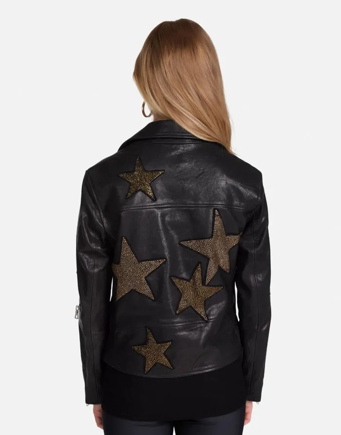 Posey Gold Crystal Multi Stars Black Women039sMen039s Lauren Moshi Hoodies