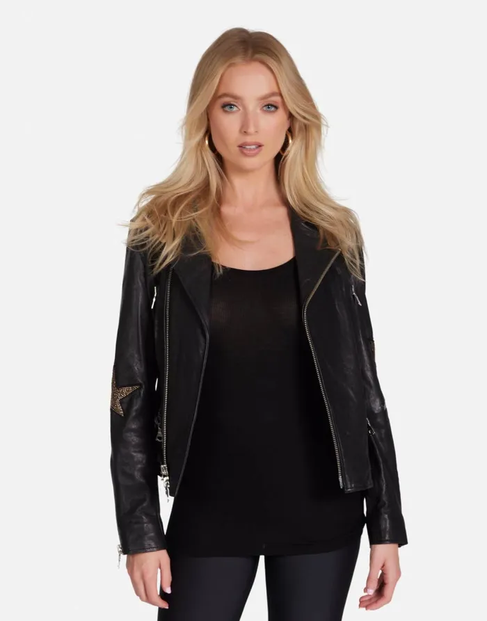 Posey Gold Crystal Multi Stars Black Women039sMen039s Lauren Moshi Hoodies