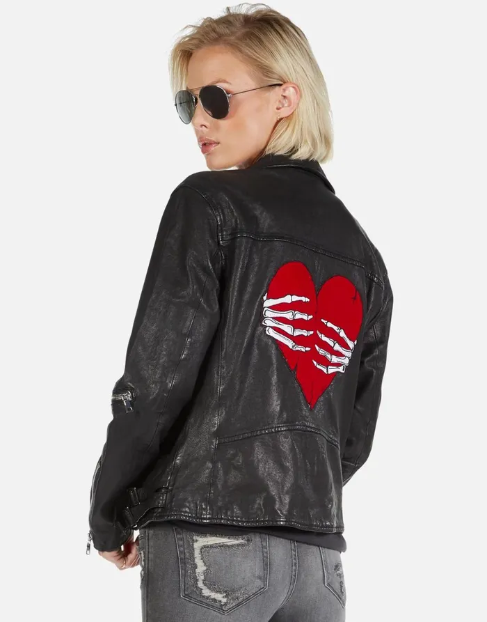 Posey Skeleton Hand Heart Black Women039s Lauren Moshi Jackets