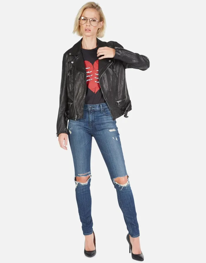 Posey Skeleton Hand Heart Black Women039s Lauren Moshi Jackets