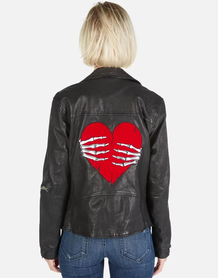 Posey Skeleton Hand Heart Black Women039s Lauren Moshi Jackets