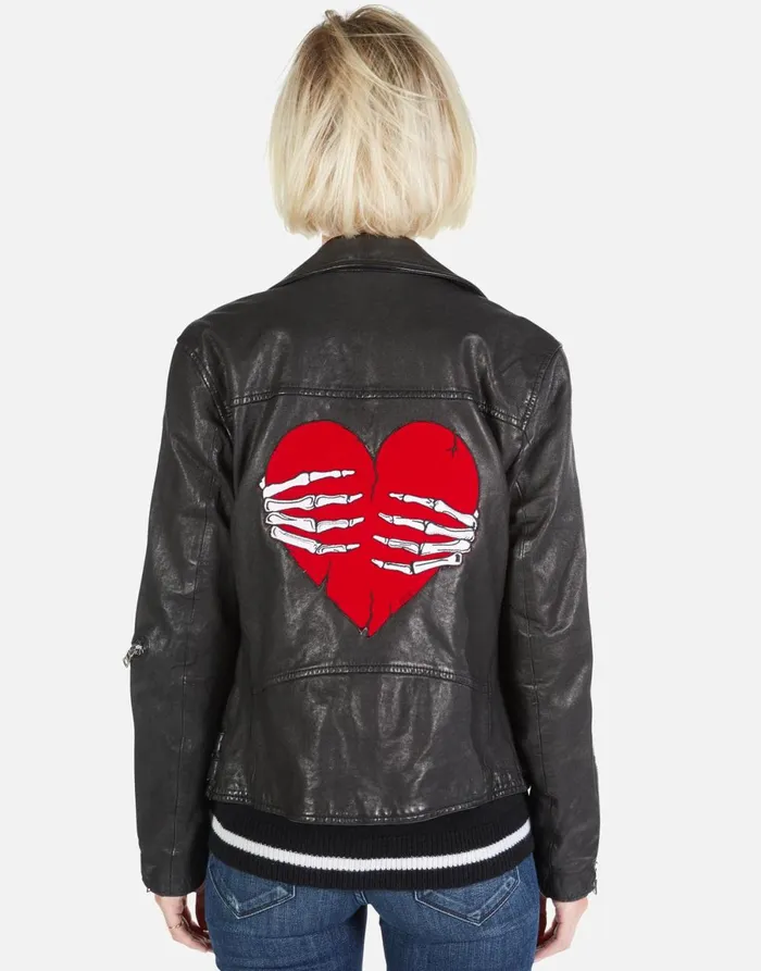 Posey Skeleton Hand Heart Black Women039s Lauren Moshi Jackets