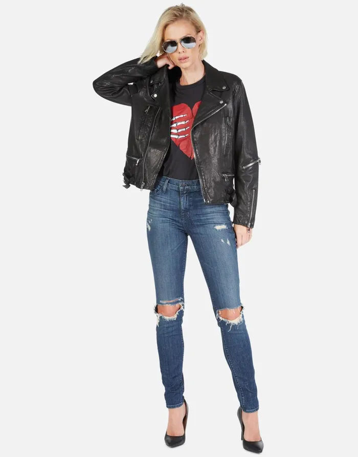 Posey Skeleton Hand Heart Black Women039s Lauren Moshi Jackets