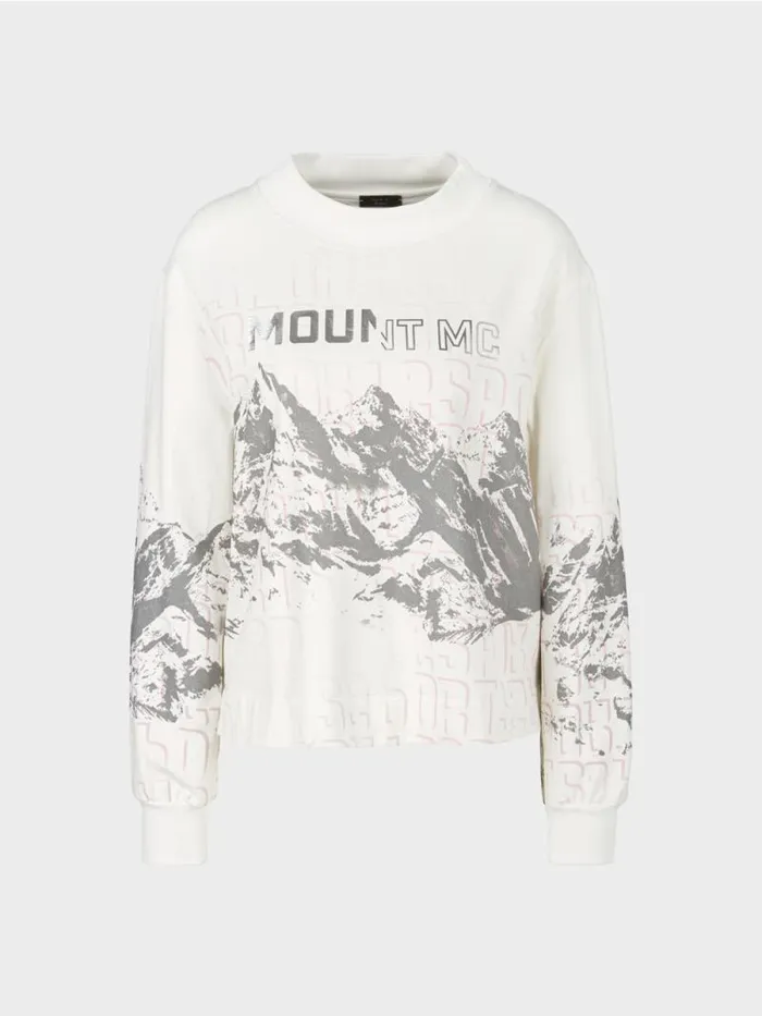 Pullover and Sweatshirts Damen Marc Cain Sweatshirt Mit Bergmotiv Offwhite