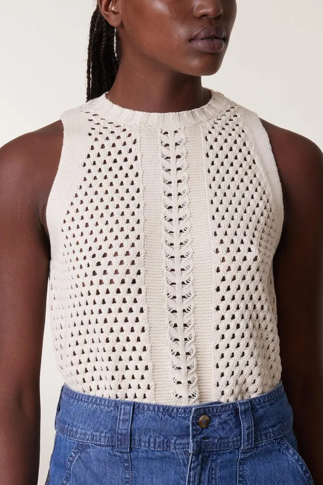 Pulls and Vests Women Leon and Harper Maaike Plain Jumper Ecru