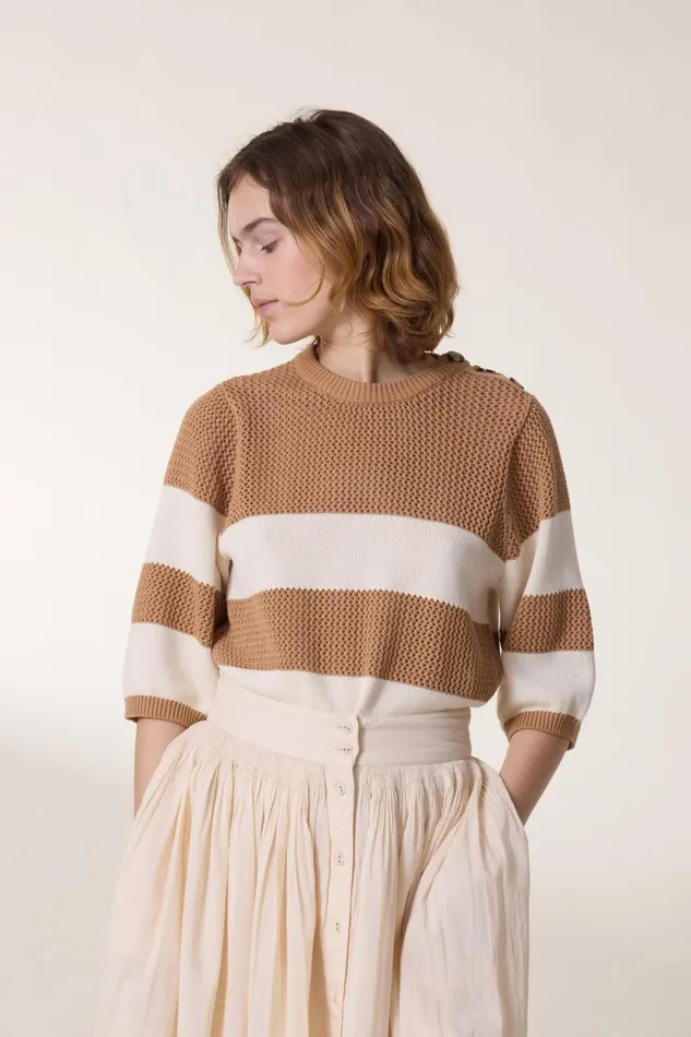 Pulls and Vests Women Leon and Harper Maan Mix Jumper Oatmeal