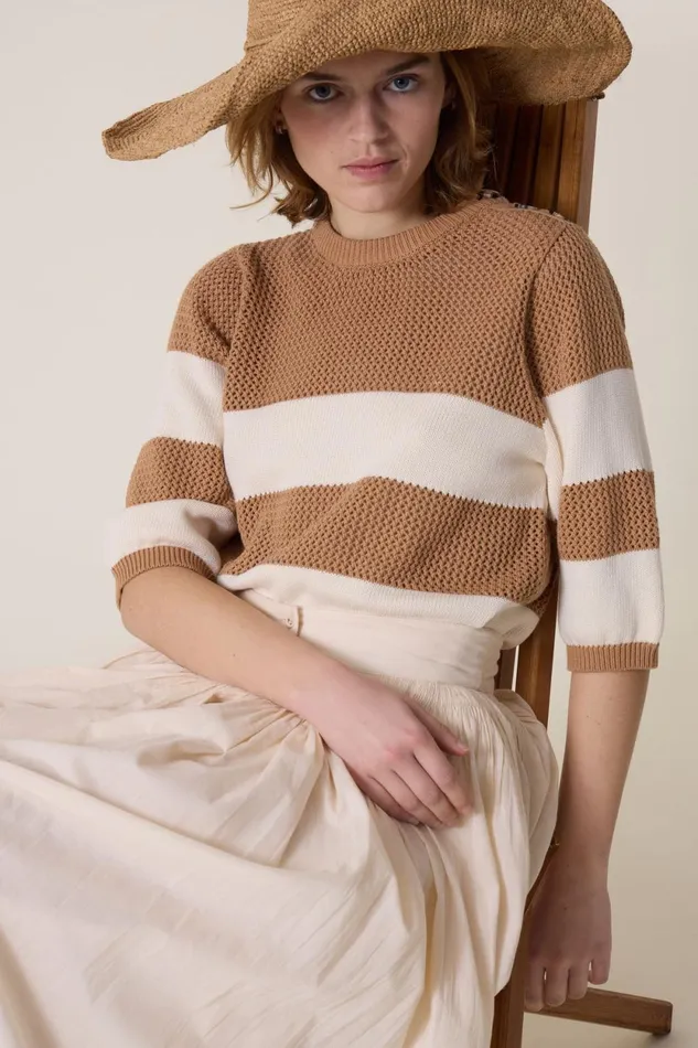 Pulls and Vests Women Leon and Harper Maan Mix Jumper Oatmeal