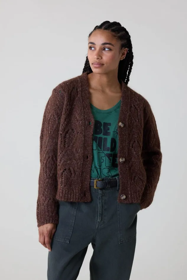 Pulls and Vests Women Leon and Harper Moreau Mix Cardigan Brown
