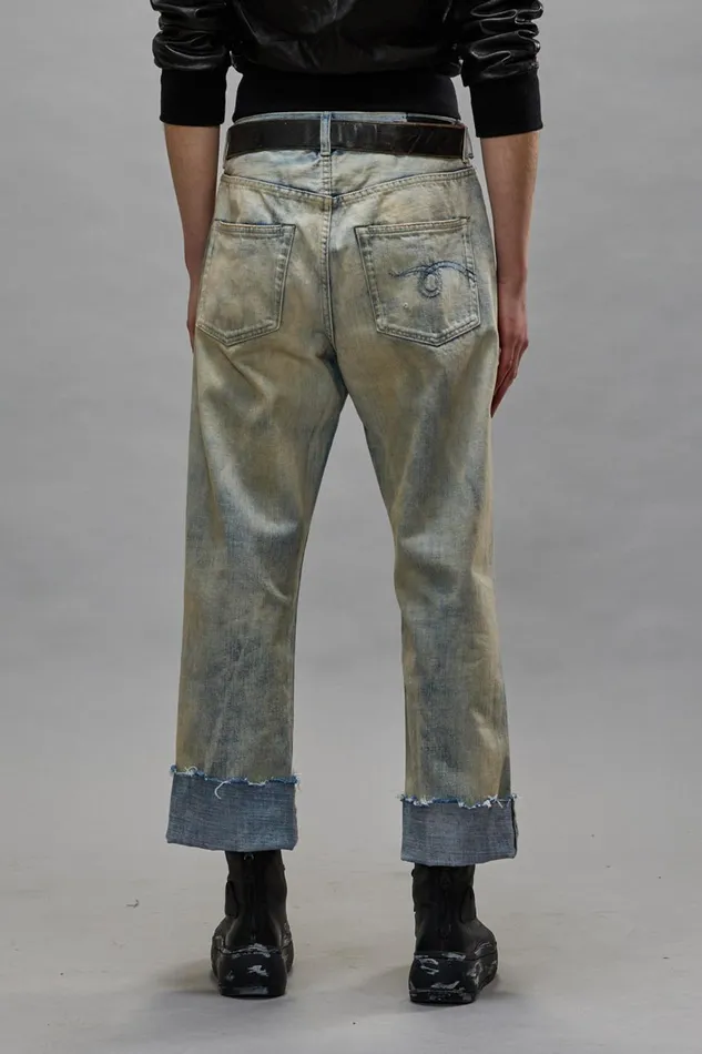 R13 Boyfriend Women CUFFED XBOYFRIEND JEANS 8211 VINTAGE ASH BLUE