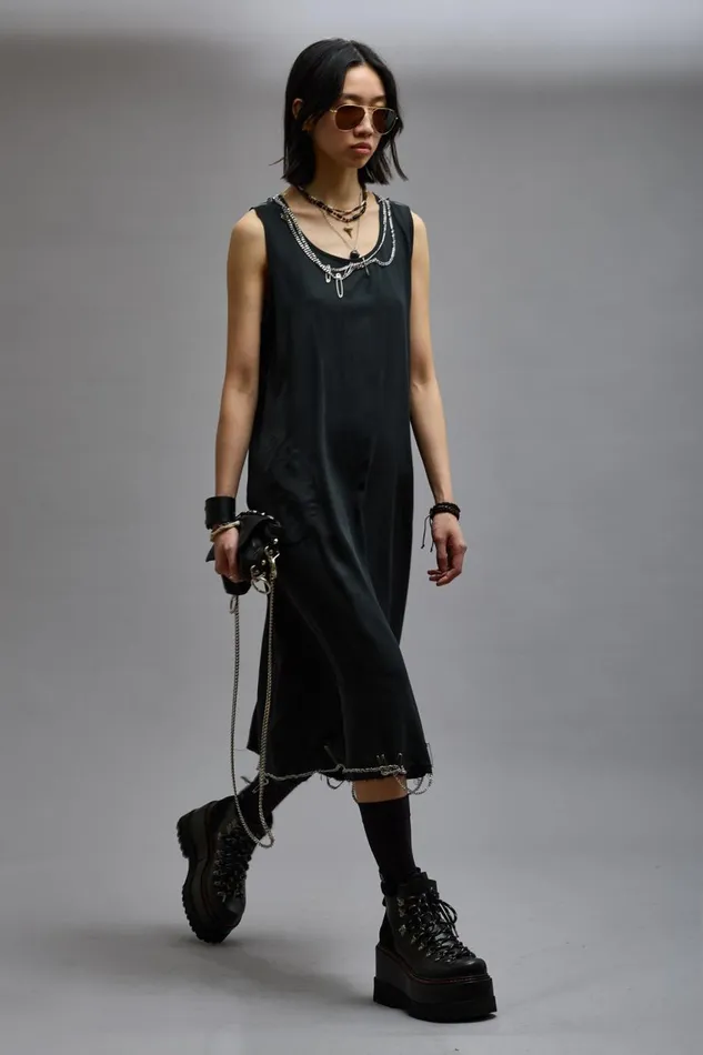 R13 Dresses and Skirts Women CHAIN EMBELLISHED MIDI 8211 BLACK