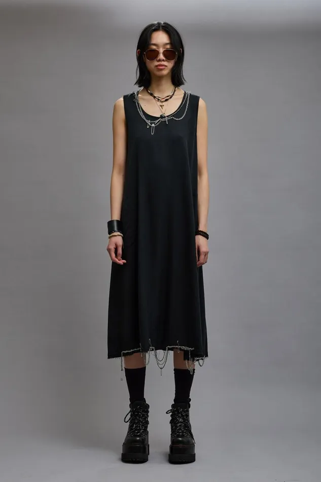 R13 Dresses and Skirts Women CHAIN EMBELLISHED MIDI 8211 BLACK