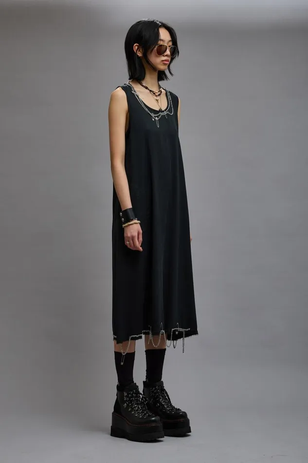 R13 Dresses and Skirts Women CHAIN EMBELLISHED MIDI 8211 BLACK