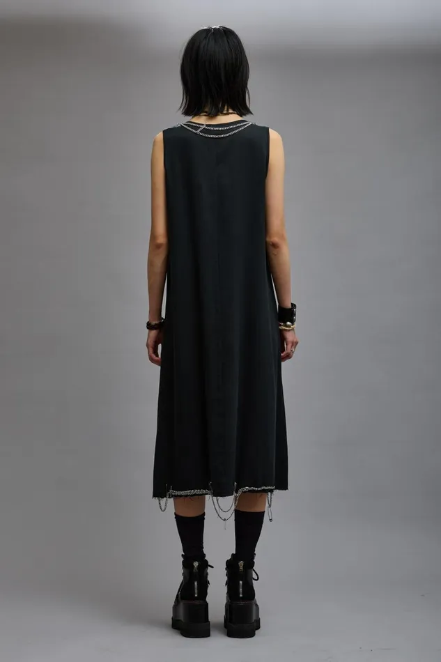 R13 Dresses and Skirts Women CHAIN EMBELLISHED MIDI 8211 BLACK