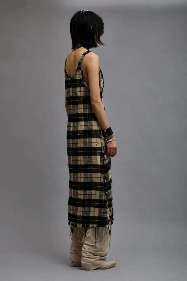 R13 Dresses and Skirts Women GRUNGE SLIP 8211 BLEACHED ECRU PLAID