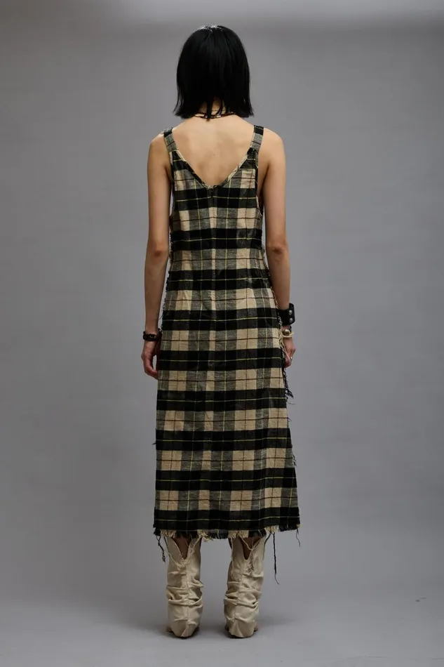 R13 Dresses and Skirts Women GRUNGE SLIP 8211 BLEACHED ECRU PLAID