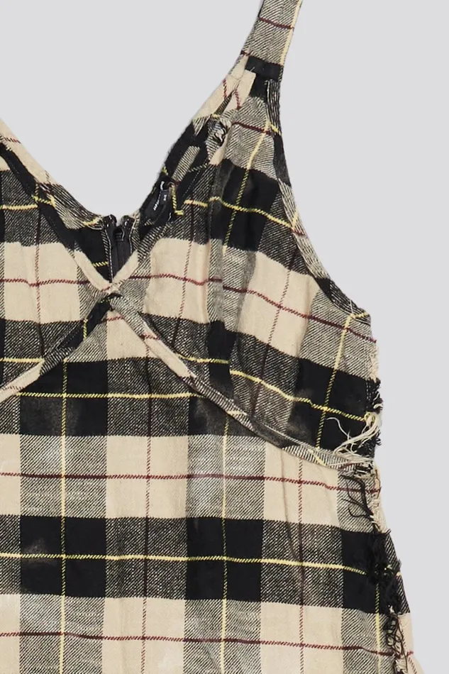 R13 Dresses and Skirts Women GRUNGE SLIP 8211 BLEACHED ECRU PLAID