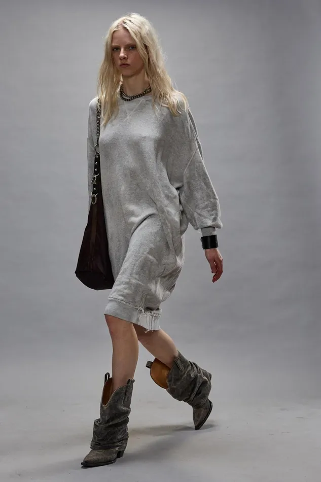 R13 Dresses and Skirts Women GRUNGE SWEATSHIRT DRESS 8211 HEATHER GREY