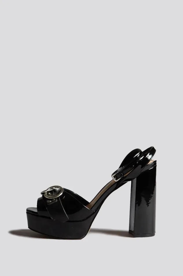 R13 Harness Women CHUNKY HEELS WITH RING 8211 BLACK