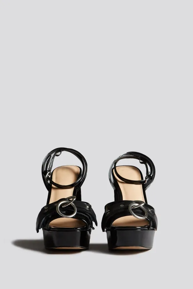 R13 Harness Women CHUNKY HEELS WITH RING 8211 BLACK
