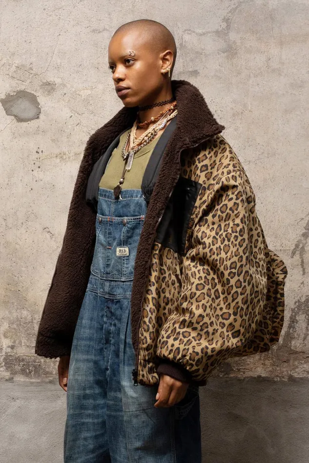 R13 Jackets and Coats Women BACKZIP WINDBREAKER 8211 PRINTED LEOPARD