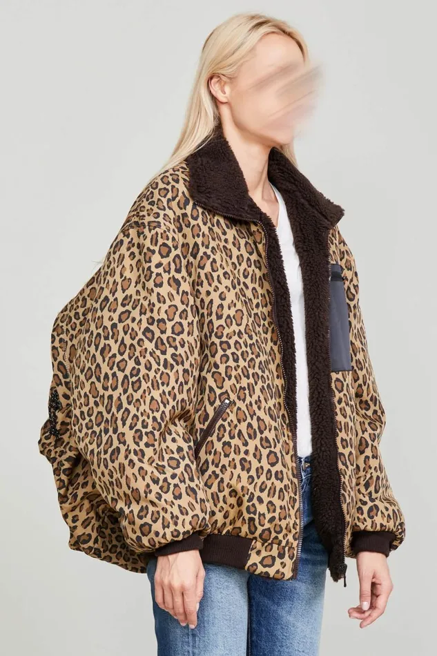 R13 Jackets and Coats Women BACKZIP WINDBREAKER 8211 PRINTED LEOPARD