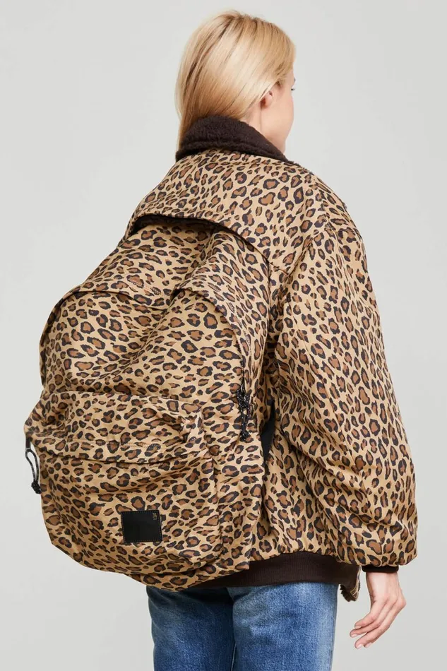 R13 Jackets and Coats Women BACKZIP WINDBREAKER 8211 PRINTED LEOPARD