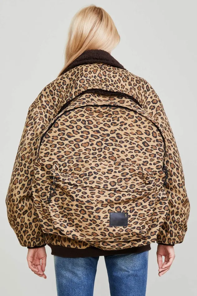 R13 Jackets and Coats Women BACKZIP WINDBREAKER 8211 PRINTED LEOPARD