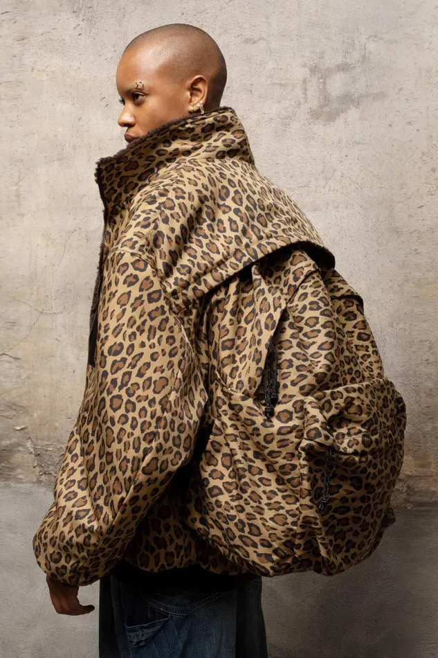 R13 Jackets and Coats Women BACKZIP WINDBREAKER 8211 PRINTED LEOPARD