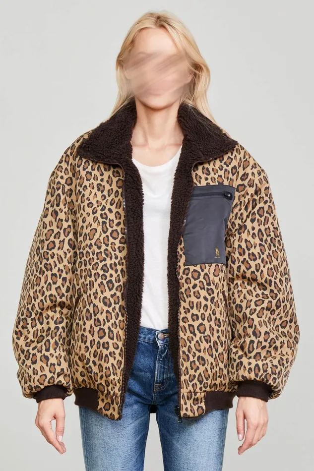 R13 Jackets and Coats Women BACKZIP WINDBREAKER 8211 PRINTED LEOPARD