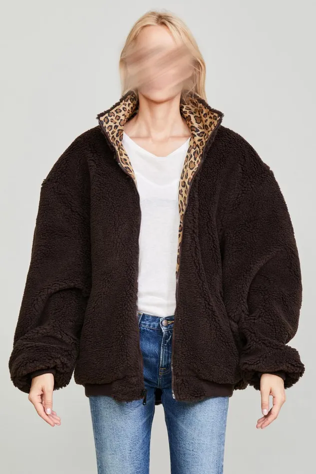R13 Jackets and Coats Women BACKZIP WINDBREAKER 8211 PRINTED LEOPARD