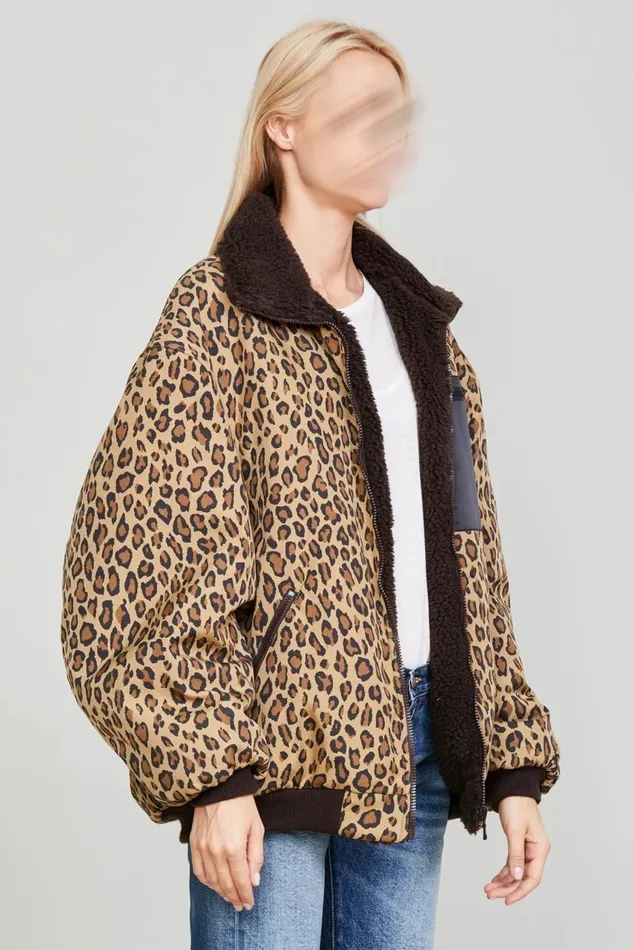 R13 Jackets and Coats Women BACKZIP WINDBREAKER 8211 PRINTED LEOPARD