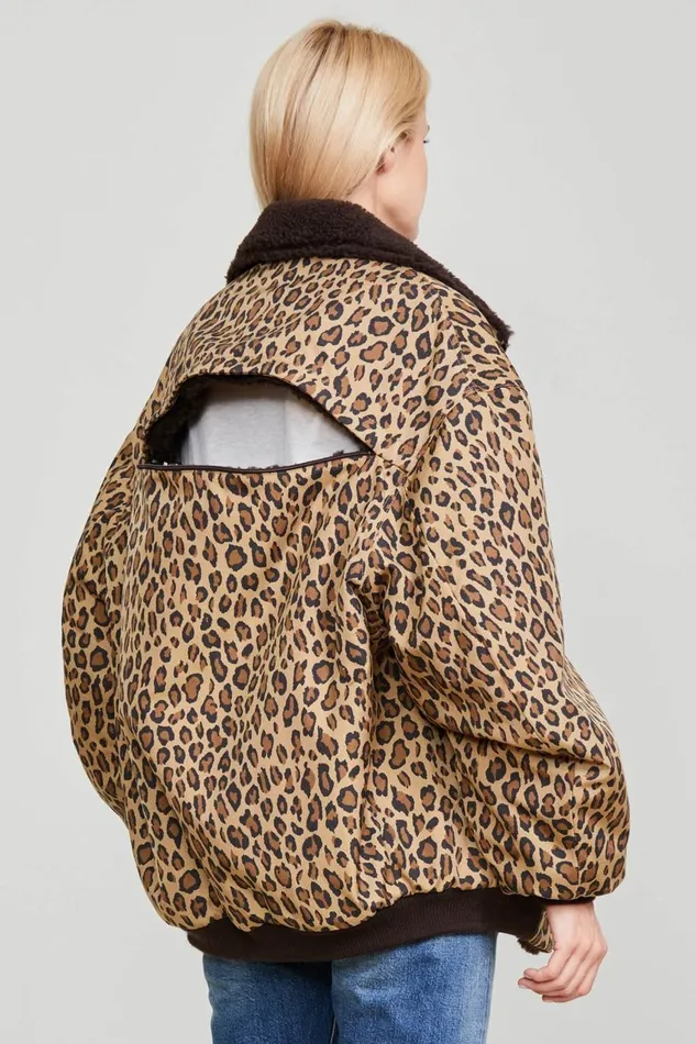 R13 Jackets and Coats Women BACKZIP WINDBREAKER 8211 PRINTED LEOPARD
