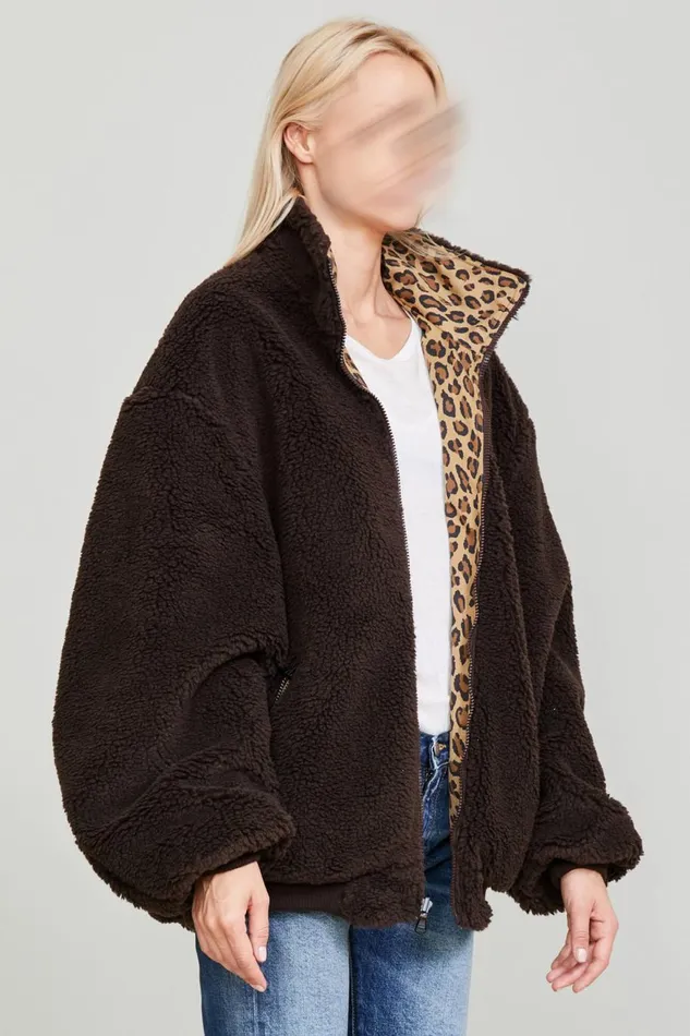 R13 Jackets and Coats Women BACKZIP WINDBREAKER 8211 PRINTED LEOPARD