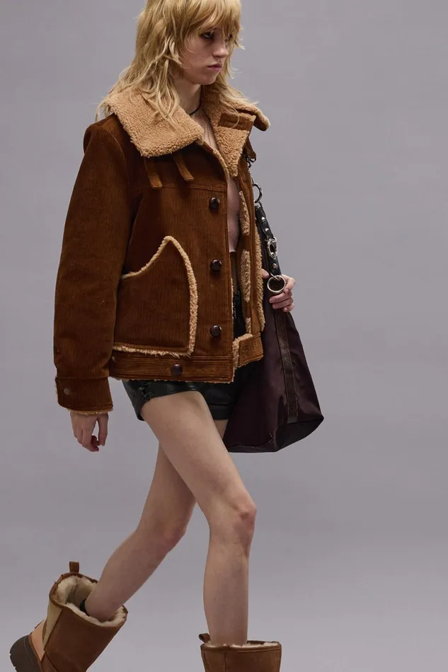 R13 Jackets and Coats Women OVERSIZED COLLAR JACKET 8211 BROWN CORDUROY