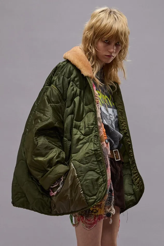 R13 Jackets and Coats Women REFURBISHED LINER WITH SHEARLING SHAWL COLLAR 8211 OLIVE