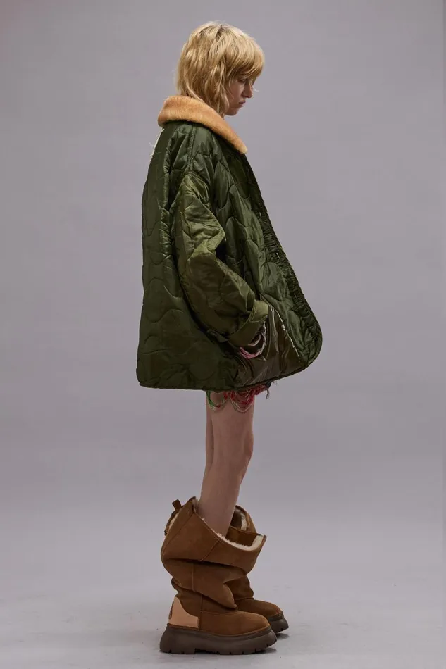 R13 Jackets and Coats Women REFURBISHED LINER WITH SHEARLING SHAWL COLLAR 8211 OLIVE