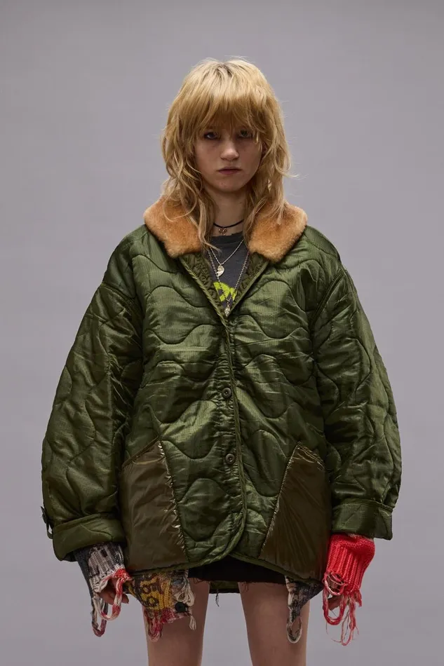 R13 Jackets and Coats Women REFURBISHED LINER WITH SHEARLING SHAWL COLLAR 8211 OLIVE