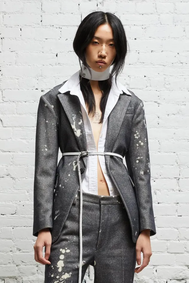 R13 Jackets and Coats Women SHRUNKEN BLAZER 8211 GREY PAINT SPLATTER