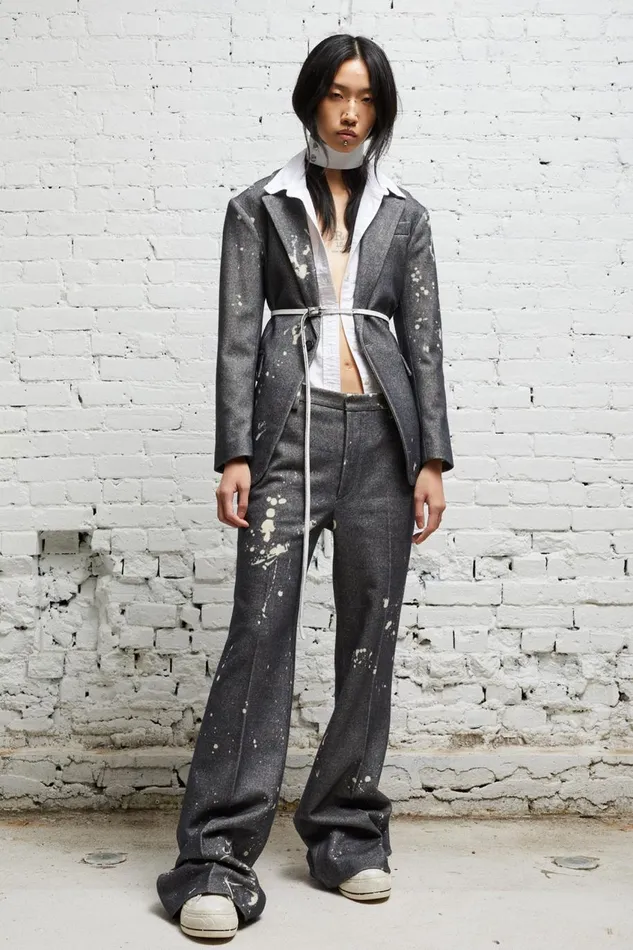 R13 Jackets and Coats Women SHRUNKEN BLAZER 8211 GREY PAINT SPLATTER