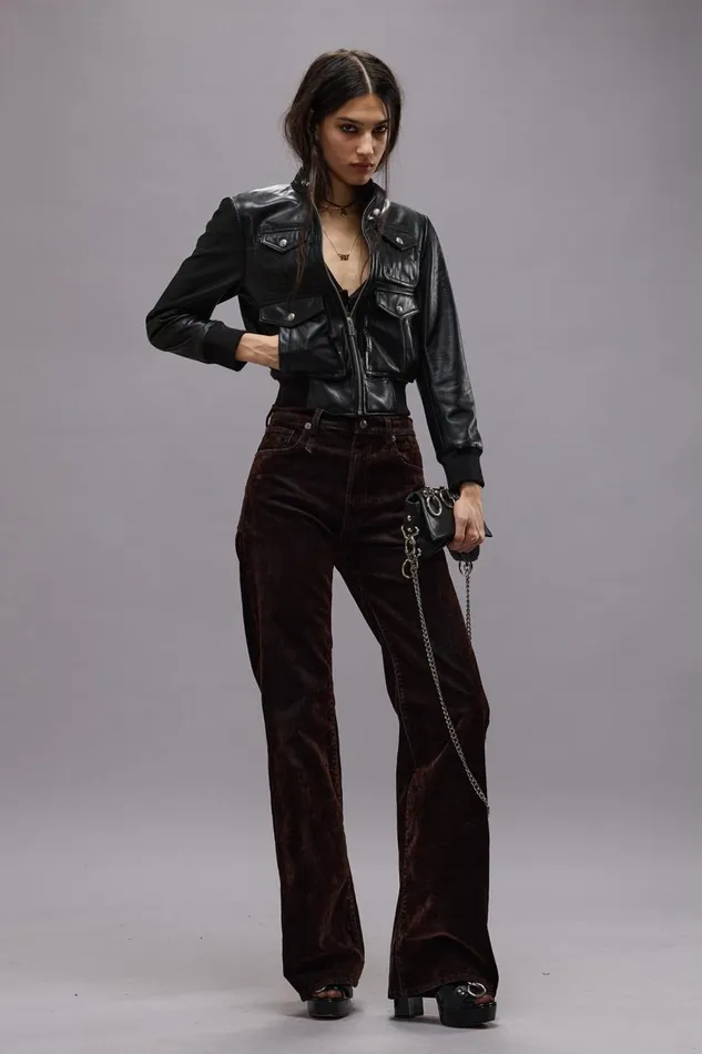 R13 Jackets and Coats Women SHRUNKEN ZIPUP LEATHER JACKET 8211 BLACK