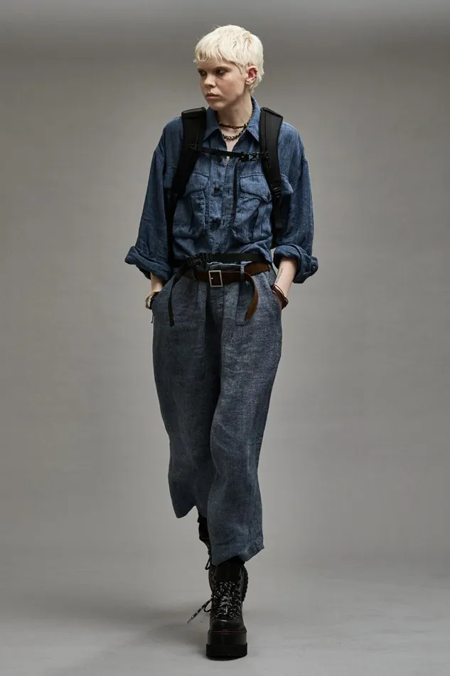 R13 Pants and Shorts Women ARTICULATED KNEE TROUSER 8211 LIGHT INDIGO