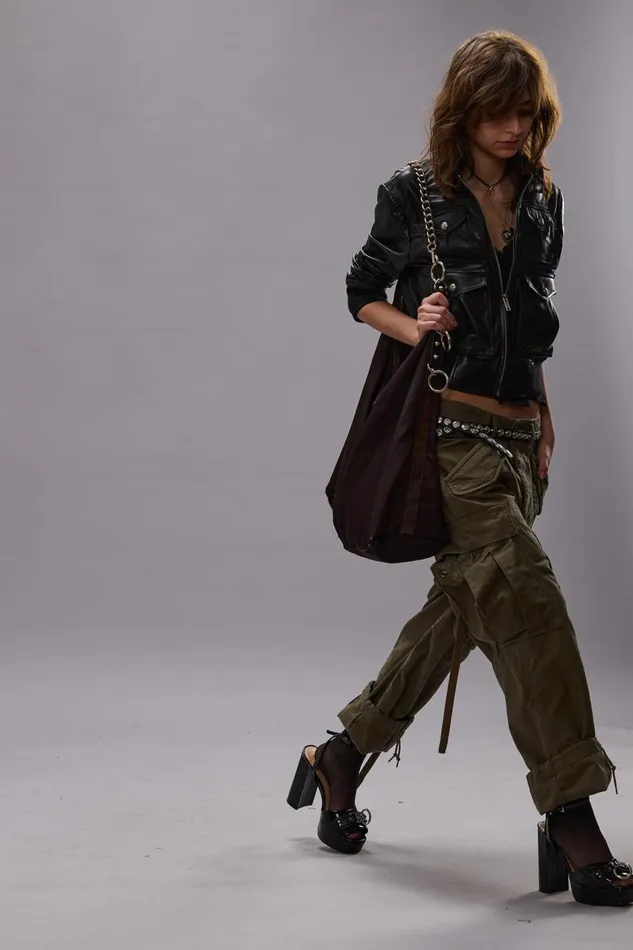 R13 Pants and Shorts Women CROPPED CARGO PANTS 8211 VINTAGE OLIVE DRAB
