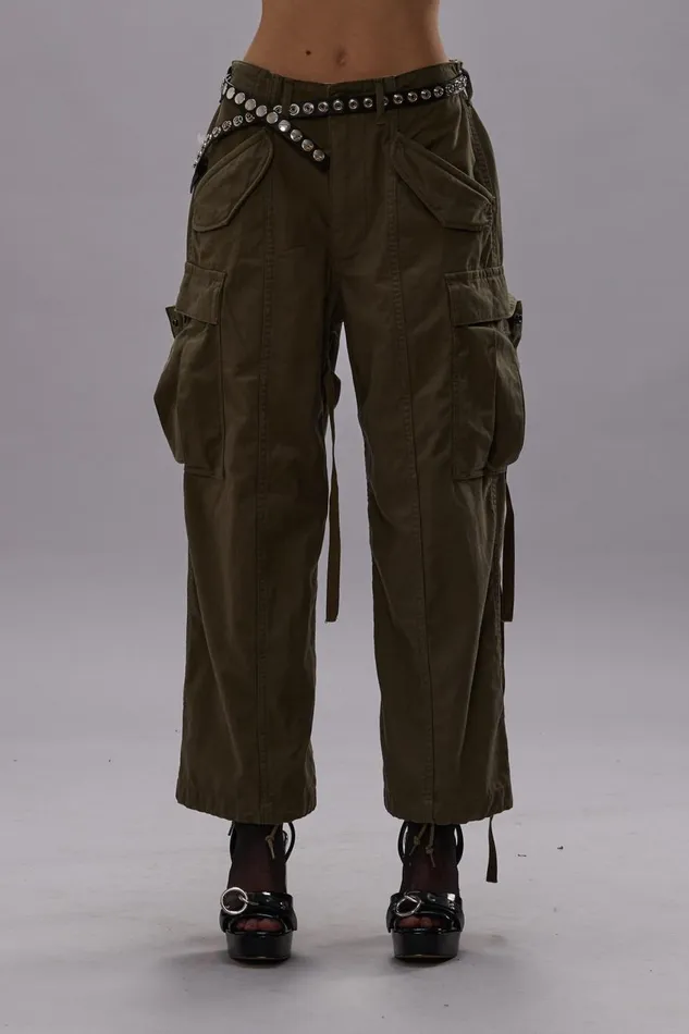 R13 Pants and Shorts Women CROPPED CARGO PANTS 8211 VINTAGE OLIVE DRAB