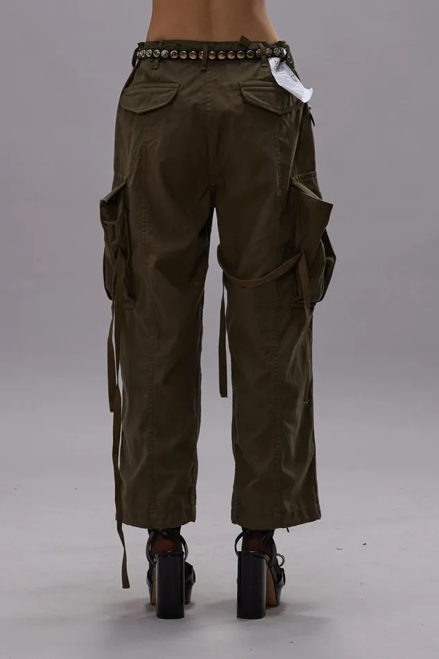 R13 Pants and Shorts Women CROPPED CARGO PANTS 8211 VINTAGE OLIVE DRAB