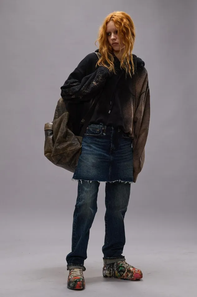 R13 Sale Women BALLOON POPOVER HOODIE 8211 BLEACHED BLACK