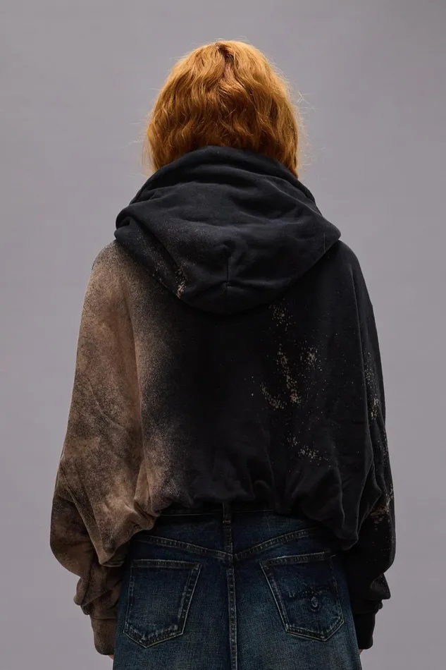 R13 Sale Women BALLOON POPOVER HOODIE 8211 BLEACHED BLACK